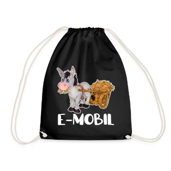 E-Mobil Lustiger Wortwitz mit Esel Geschenkidee - Turnbeutel - Schwarz - Vorne