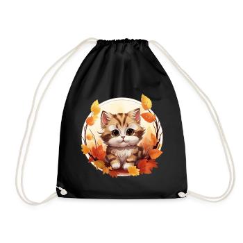 Autumn Cat at Sunset: Sweet Tranquility - Drawstring Bag - black - Front