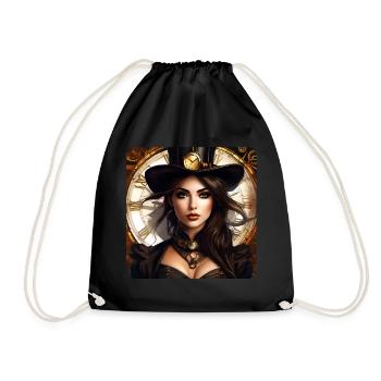 Sexy fille steampunk avec chapeau et montre - Sac de sport léger - noir - Devant