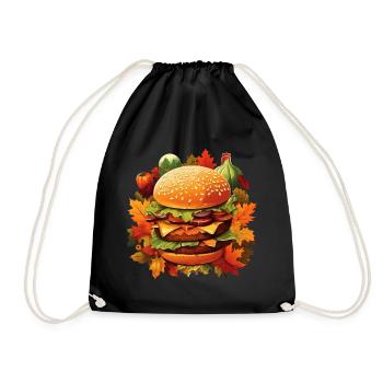 Gourmandise automnale : burgers au feuillage coloré - Sac de sport léger - noir - Devant