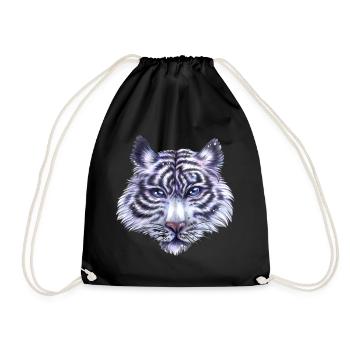 Weißer Tiger in Blau Lila Geschenk Freiheit Natur - Turnbeutel - Schwarz - Vorne