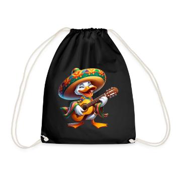 Cinco de Mayo Duck Guitarist - Drawstring Bag - black - Front