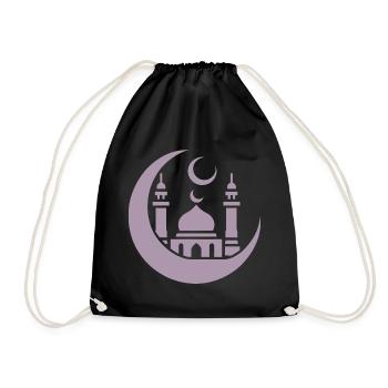 Silhouette de mosquée avec croissant de lune : Art islamique - Sac de sport léger - noir - Devant