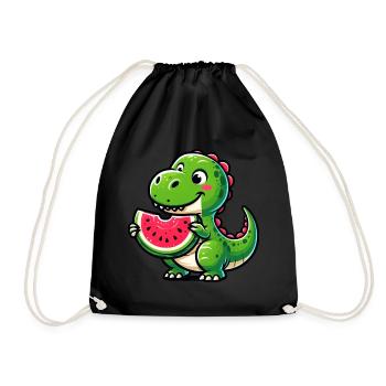 Crocodile avec pastèque fruité drôle - Sac de sport léger - noir - Devant