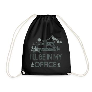 camper car i ll be in my office sarcasm gift - Drawstring Bag - black - Front
