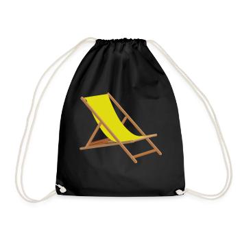 Strand Sommer Sonne Liegestuhl Urlaub - Turnbeutel - Schwarz - Vorne
