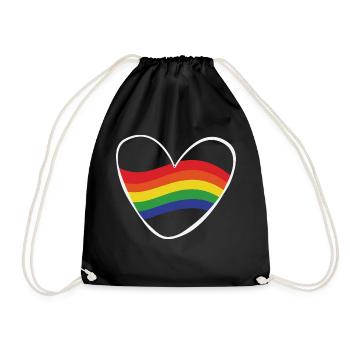 Regenbogen Herz | Geschenk Idee | LGBT - Turnbeutel - Schwarz - Vorne