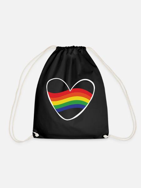 Rainbow heart | Gift Idea | LGBT - Drawstring Bag - black