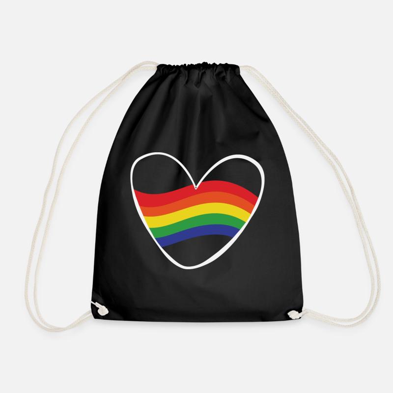 Rainbow heart | Gift Idea | LGBT - Drawstring Bag - black