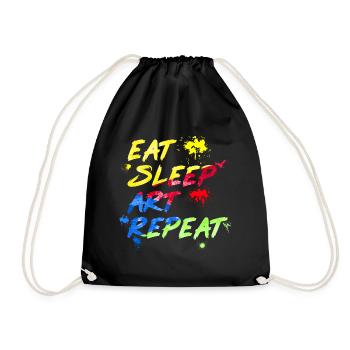 Art aquarelle manger sommeil art répéter - Sac de sport léger - noir - Devant