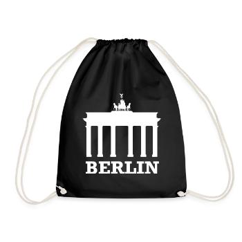 Freizeitshirt ' Brandenburger Tor ' - Turnbeutel - Schwarz - Vorne