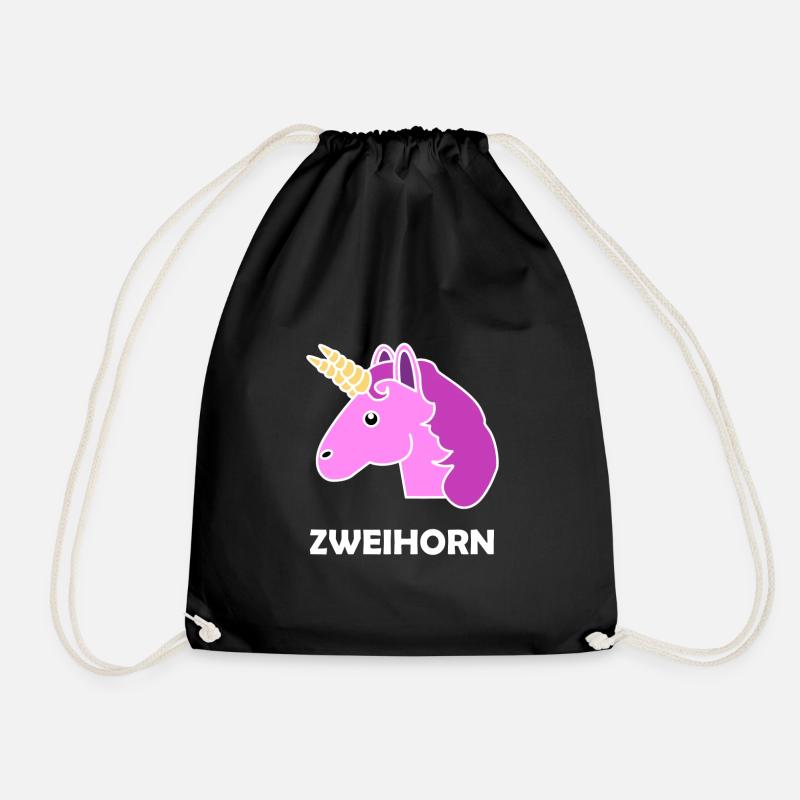 Zweihorn Einhorn - Turnbeutel - Schwarz