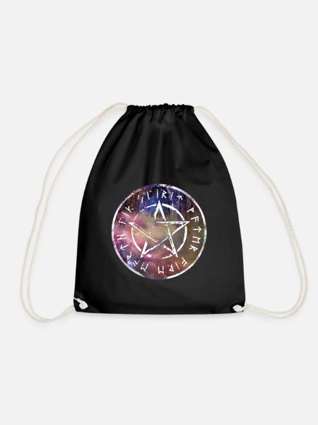 T-shirt pentagram magic - Drawstring Bag - black