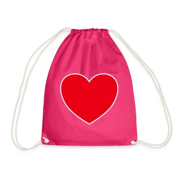 Rotes Herz mit weisser Umrandung - Turnbeutel - Fuchsia - Vorne