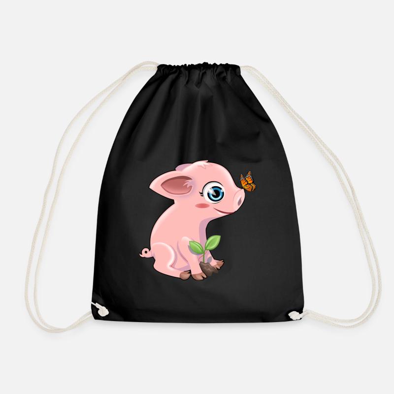 Schwein mit Schmetterling - Turnbeutel - Schwarz