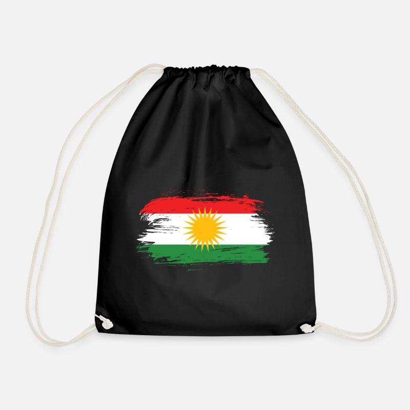 Kurdistan Flag - Drawstring Bag - black
