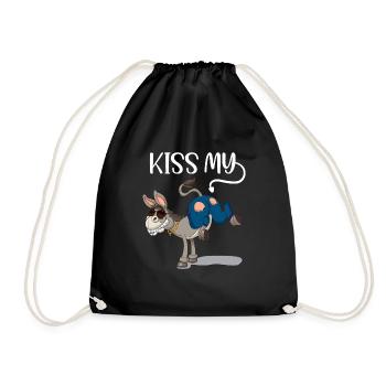 Kiss my Ass Esel Küss meinen Hintern - Turnbeutel - Schwarz - Vorne