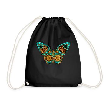 Butterfly Mandala Tatoo Tribal - Drawstring Bag - black - Front
