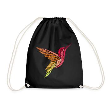 Kolibri Vogel Tier Mandala Vögel Design Kunst - Turnbeutel - Schwarz - Vorne