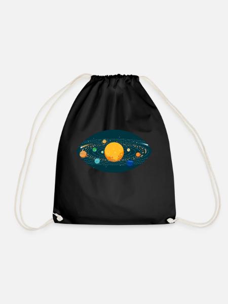 Planeten Sonnensystem Sonne Auge Erde Weltall - Turnbeutel - Schwarz