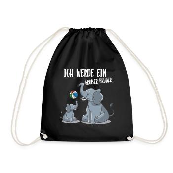 Ich werde großer Bruder Schwanger Baby Geschenk - Turnbeutel - Schwarz - Vorne