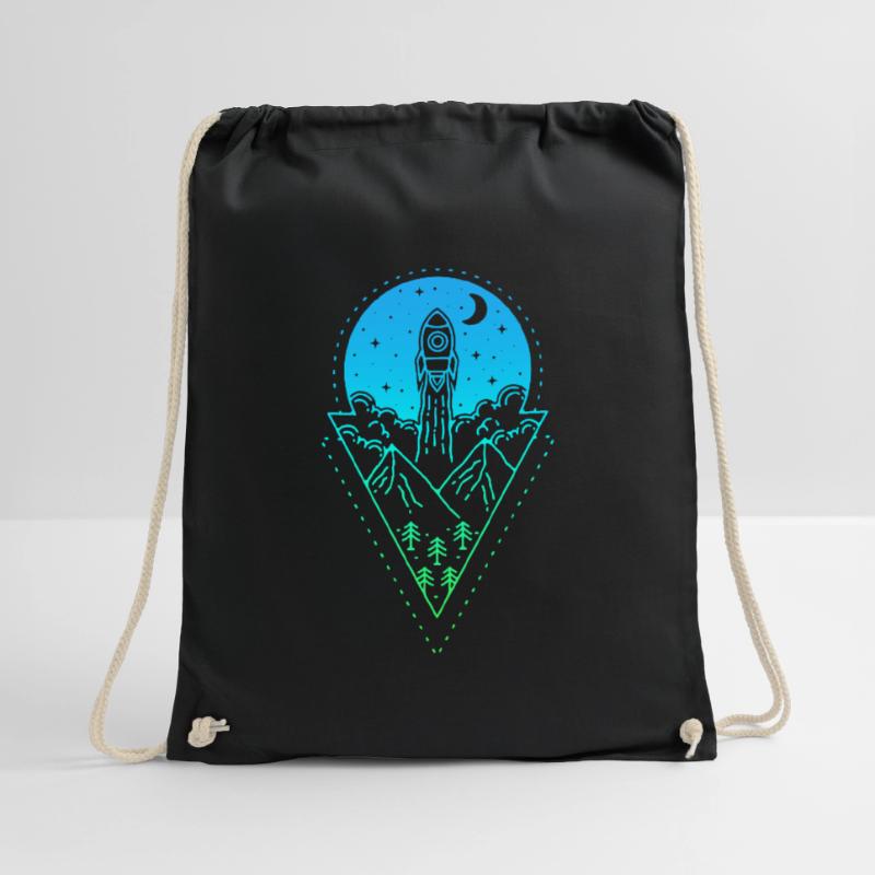 Simple Minimal Rocket Rocket Launch Moon Space Drawstring Bag