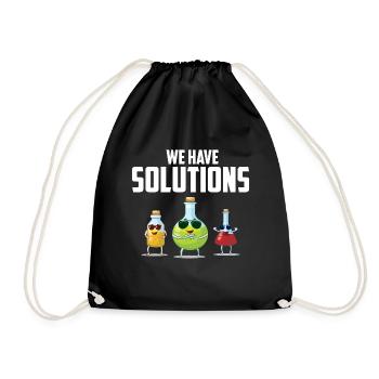 Nous avons des solutions! Cadeau de blague chimiste chimiste - Sac de sport léger - noir - Devant