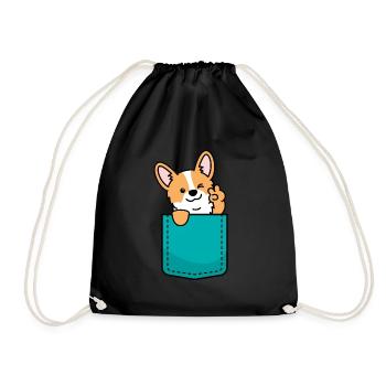 Welsh Corgi chien dans poche poitrine poche de chemise - Sac de sport léger - noir - Devant