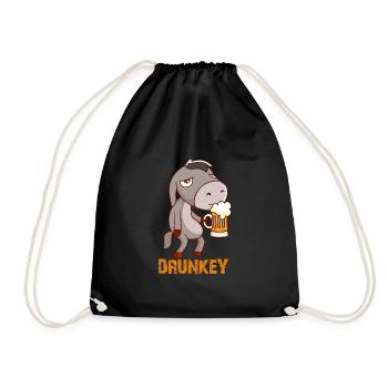 Drunkey witziger Esel mit Bier - Turnbeutel - Schwarz - Vorne