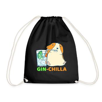 Gin-Chilla Mignon Chinchilla avec gin verre cadeau - Sac de sport léger - noir - Devant