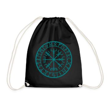 Wikinger Vegvisir Runen - Turnbeutel - Schwarz - Vorne