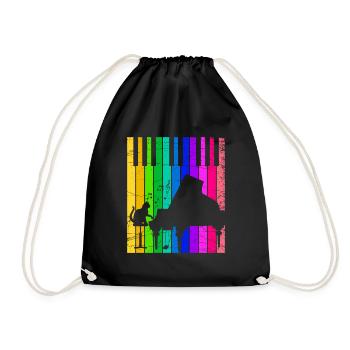 Piano grand piano musical cat kitten music - Drawstring Bag - black - Front