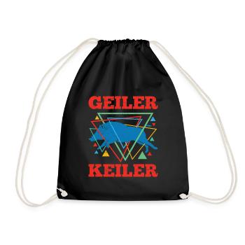Geometrische Jagd Spruch Jäger Geschenk Rotwild - Turnbeutel - Schwarz - Vorne