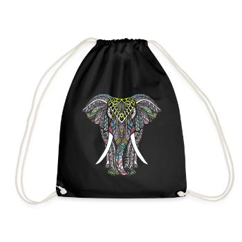 Elefant Mandala Tribal Ganesha Chakra Yoga Tattoo - Turnbeutel - Schwarz - Vorne