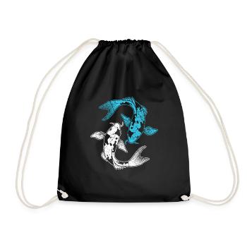 Karpfenangler und Koikarpfen Yin Yang Geschenk - Turnbeutel - Schwarz - Vorne