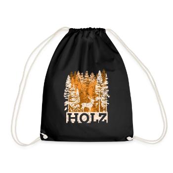 Wood Forest Lumberjack Retro Trees Gift - Drawstring Bag - black - Front