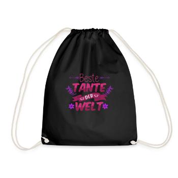 Tante Spruch Beste Tante der Welt Geschenk - Turnbeutel - Schwarz - Vorne