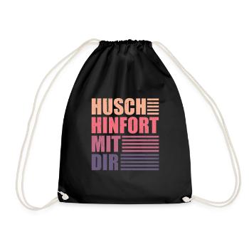 Husch hinfort mit dir! Unnötiger Sozialkontakt - Turnbeutel - Schwarz - Vorne