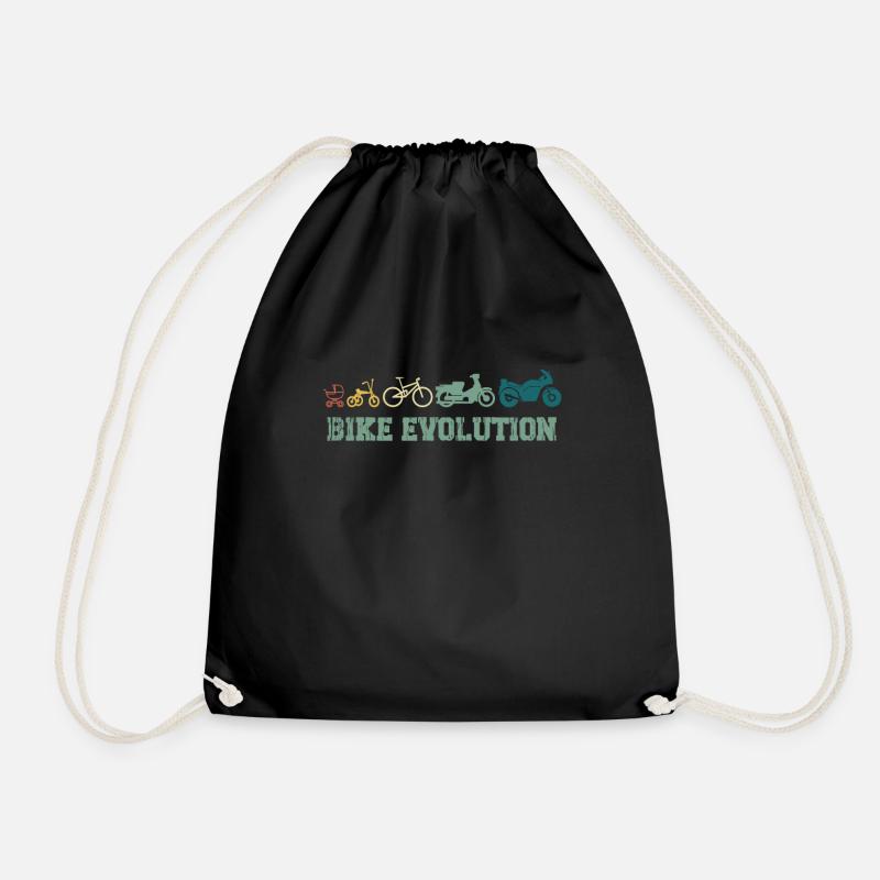 Motorrad Evolution Spruch Bike Evolution Motorrad - Turnbeutel - Schwarz