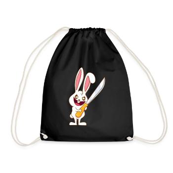 Böses Häschen Hase mit Messer lustiger Osterhase - Turnbeutel - Schwarz - Vorne