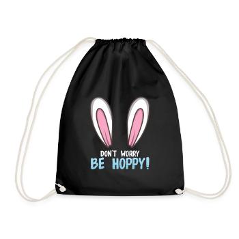 Osteregschenk ears bunnies saying be hoppy - Drawstring Bag - black - Front