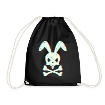 Skull Rabbit Gangster Sign Skeleton - Drawstring Bag - black - Front