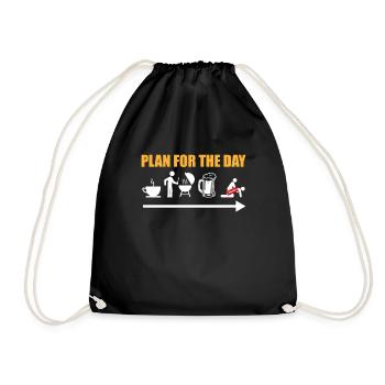 Plan for the day Coffee Grilling Beer Sleep - Drawstring Bag - black - Front