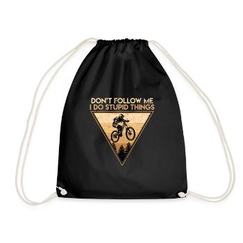 Follow me not I do stupid things bike - Drawstring Bag - black - Front