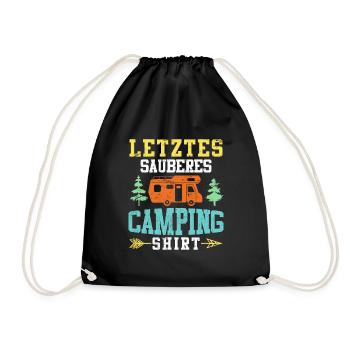 Letztes sauberes Campingshirt Camper Geschenk - Turnbeutel - Schwarz - Vorne