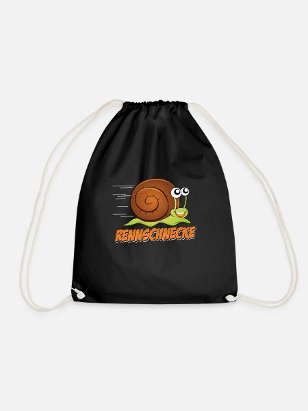 Marathon Halbmarathon Geschenk Rennschnecke - Turnbeutel - Schwarz