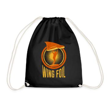 Wing Foil Wing Surf Geschenk Foil Surfer Spruch - Turnbeutel - Schwarz - Vorne