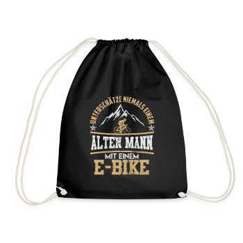 Alter Mann E-Bike Geschenk Berge Fahrrad - Turnbeutel - Schwarz - Vorne