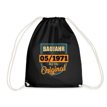 Year of construction 05/1971 Gift 50th birthday 50 years - Drawstring Bag - black - Front
