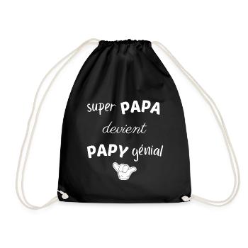 SUPER PAPA DEVIENT PAPY GENIAL - Sac de sport léger - noir - Devant